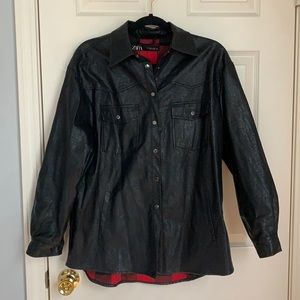 Zara black leather oversized shacket - like new!